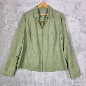 Croft & Barrow Faux Suede Zip Up Top Lightweight Jacket Paisley Floral Size 1X